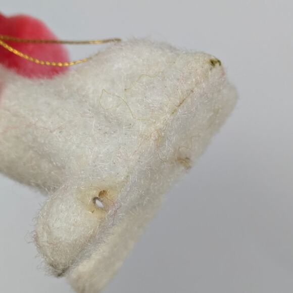 5 Vintage White Felted Snoopy Style Dog Christmas Tree Ornament Ears Tongue RARE - Picture 9 of 16